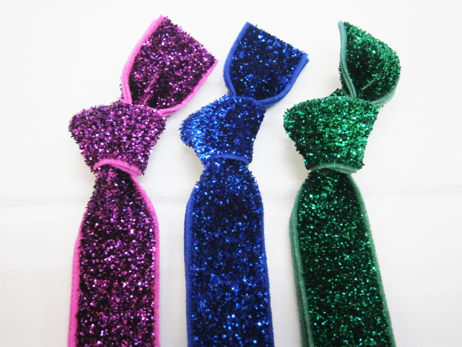 Set of 3 Glitter Hair Tie Package by Crimson Rose Cottage Purple