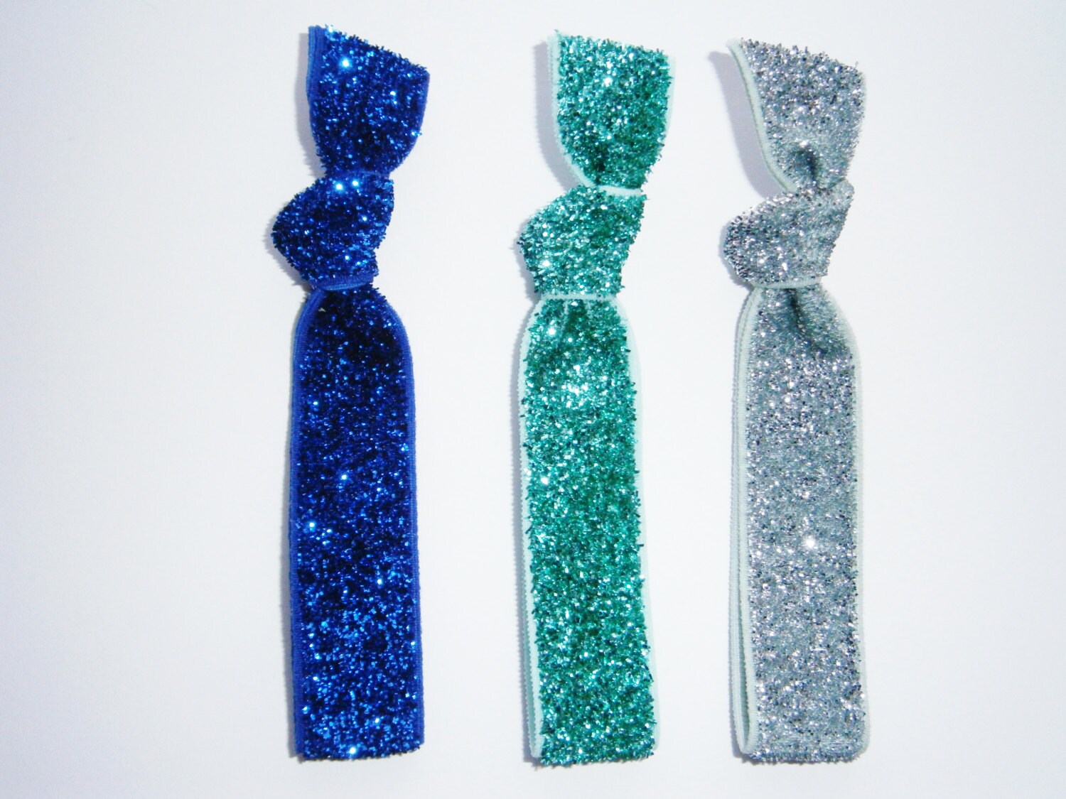 Set of 3 Glitter Hair Tie Package by Crimson Rose Cottage Blue