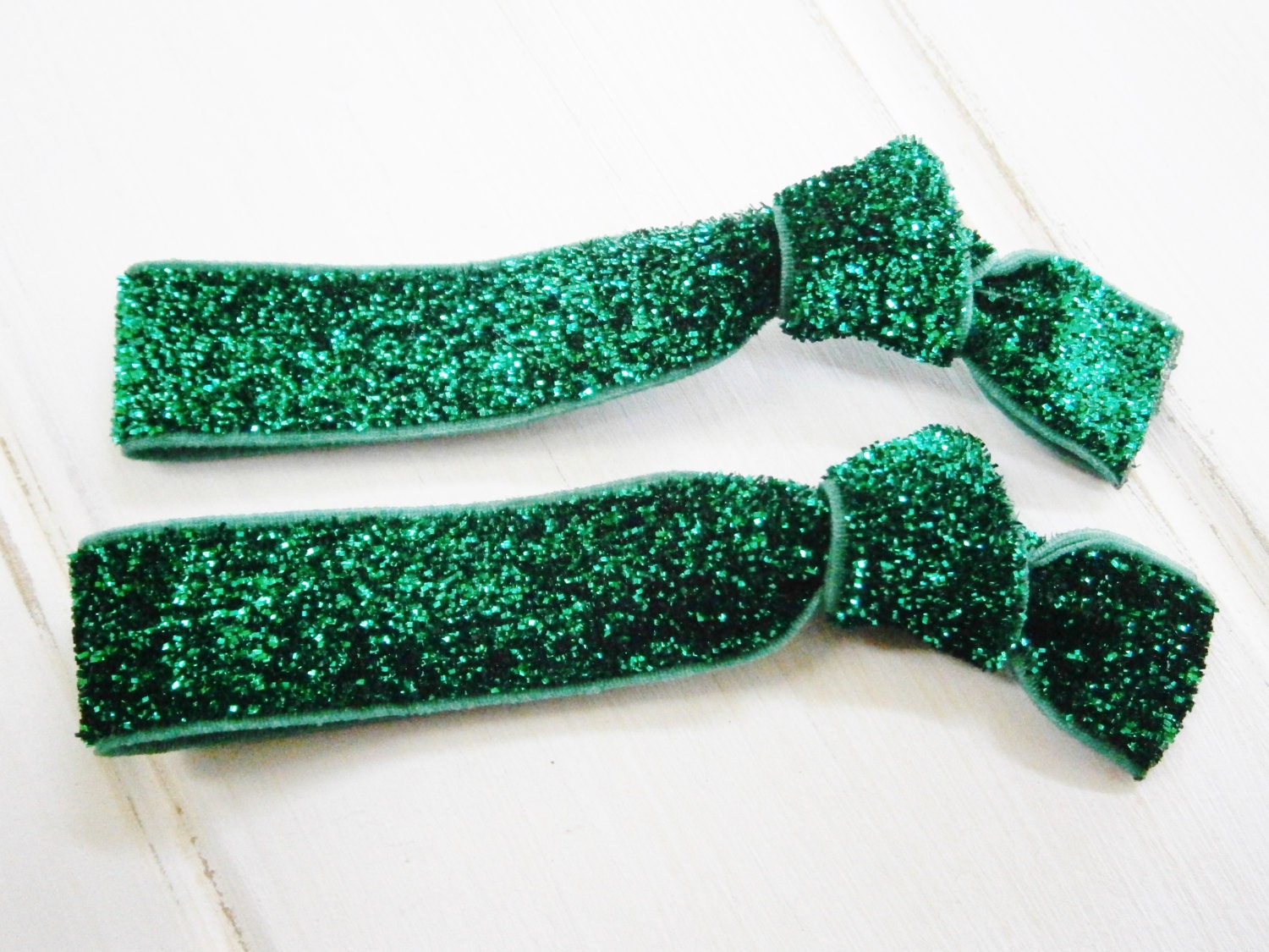 Set of 2 Glitter Hair Tie Package by Crimson Rose Cottage Emerald