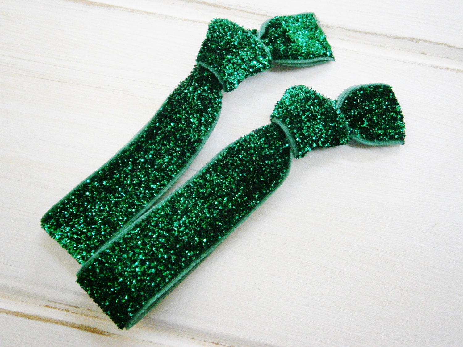 Set of 2 Glitter Hair Tie Package by Crimson Rose Cottage Emerald