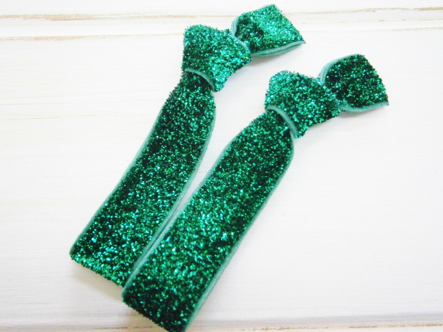 Set of 2 Glitter Hair Tie Package by Crimson Rose Cottage Emerald