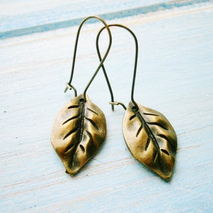 Antique Bronze Filigree Leaf Charm Pendant On Antique Bronze Kidney Wire Earring Hooks/Dangle Earrings/Boho Earrings