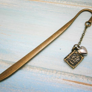 Bookmark with a Antique Bronze Book and Antique Silver Heart/Book Lover Bookmark/On To The Next Chapter Bookmark/Bookmarks for Books image 3