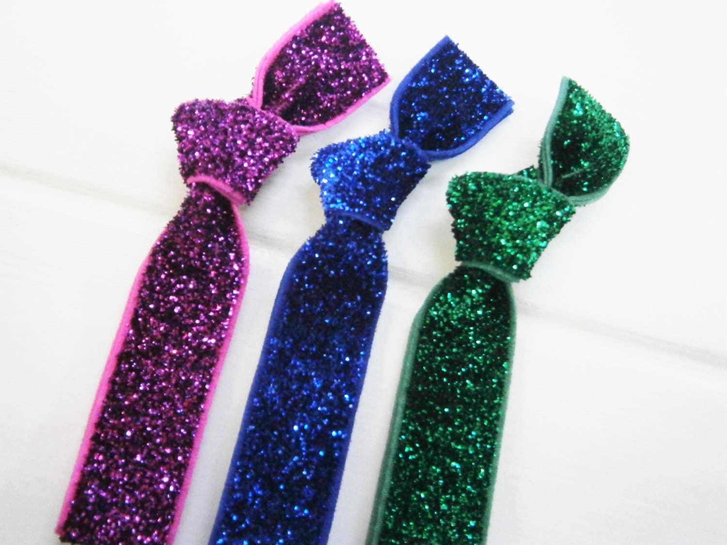 Set of 3 Glitter Hair Tie Package by Crimson Rose Cottage Purple