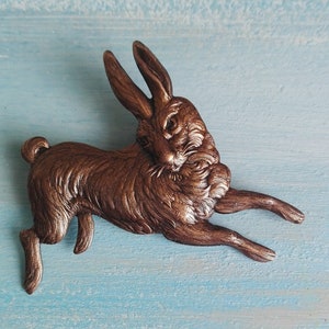 Broche de coelho de cobre vermelho/broche de coelho/broche de coelho de cobre/acessórios steampunk/acessório de moda boho/broche de amante de animais/broche