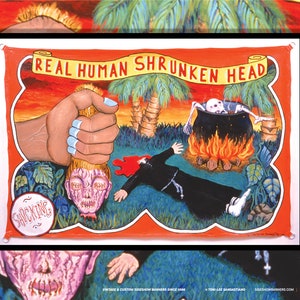 Real Human Shrunken Head Sideshow Banner Print 14 x 11