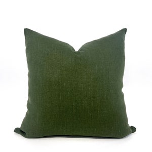 Moss green linen pillow cover