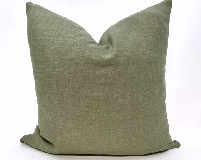 Sage Green Linen Pillow Cover Etsy
