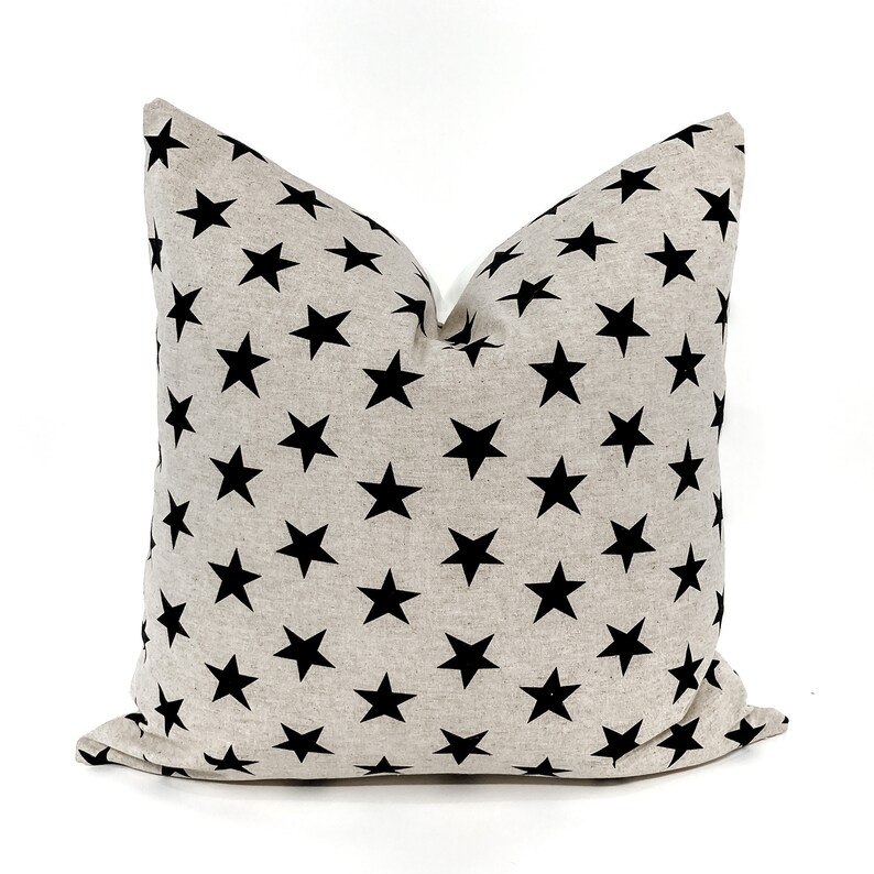 Canvas and black star pillow cover Etsy