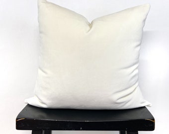 White velvet pillow cover, neutral velvet pillow, solid white pillow