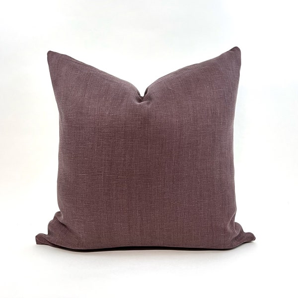 Dusty plum purple linen pillow cover
