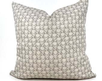 Beige floral block pillow