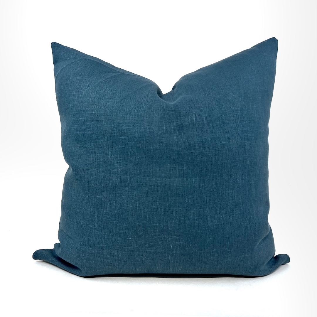 Lagoon Blue Linen Pillow Cover Etsy