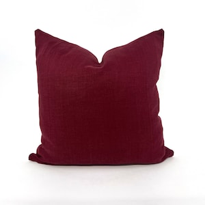 Wine red linen pillow cover