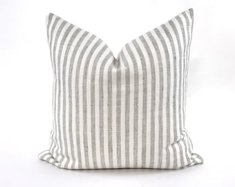 Gray stripe pillow cover