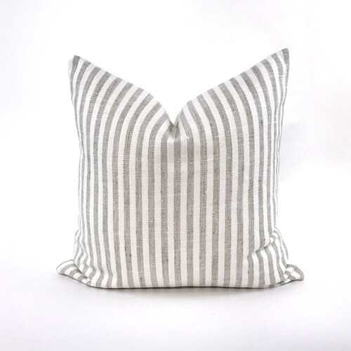 Gray Stripe Pillow Case 40x40 Cm - 100% Cotton Canvas Home Decor