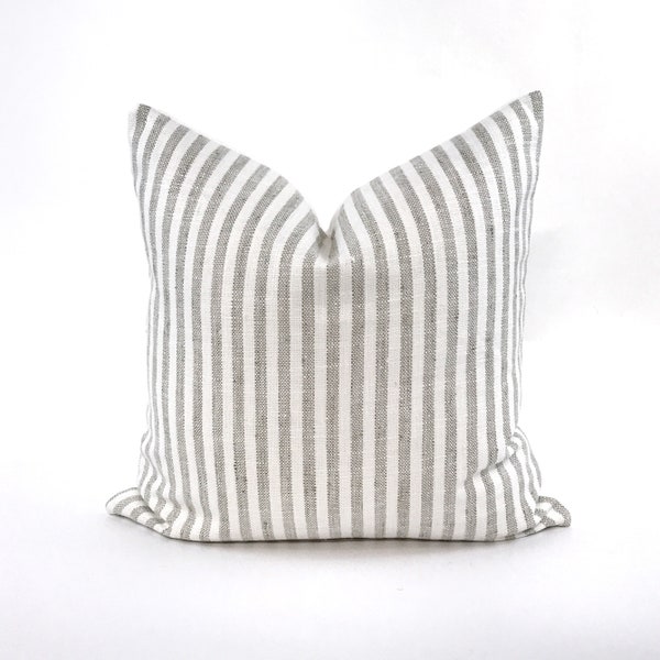 Gray stripe pillow cover