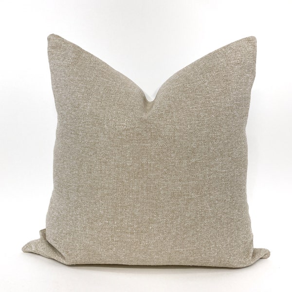 Beige tweed pillow cover