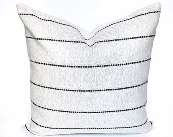 Off-white with black pin stripe pillow cover