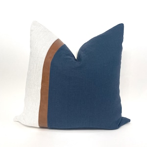 Melissa pillow cover - Navy and greige color block pillow cover