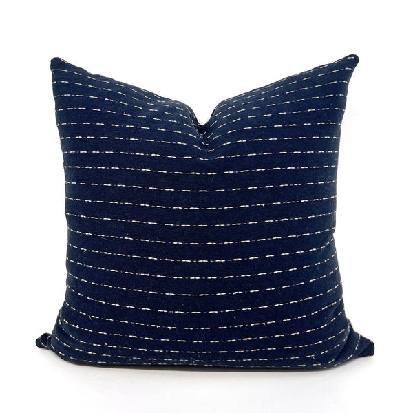 Striped Navy Pillow Etsy