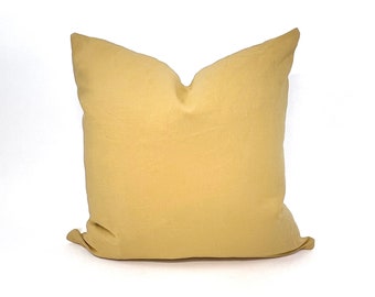 Wheat yellow linen pillow cover