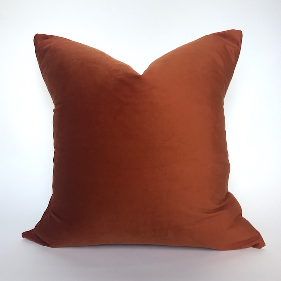 Velvet pillow cover pumpkin rust orange Pumpkin Velvet Throw Pillow Cover in
