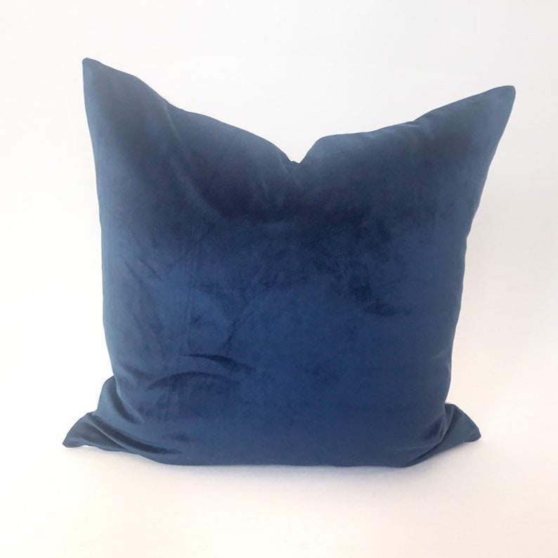 Dark Cobalt Blue Velvet Pillow Cover Etsy