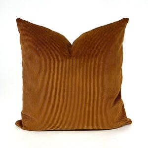Burnt orange ribbed velvet pillow cover