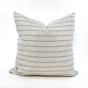 Cream and woven beige stripe pillow cover