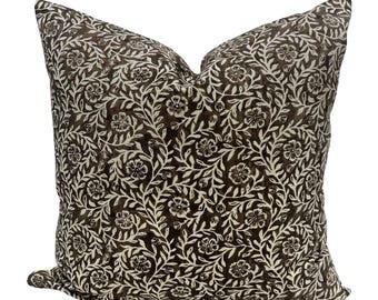 Warm brown floral pillow cover