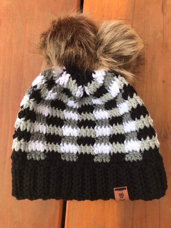 Buffalo Plaid Hat Black and White Plaid 