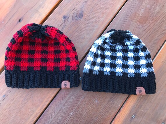 Buffalo Plaid Hat Black and White Plaid 