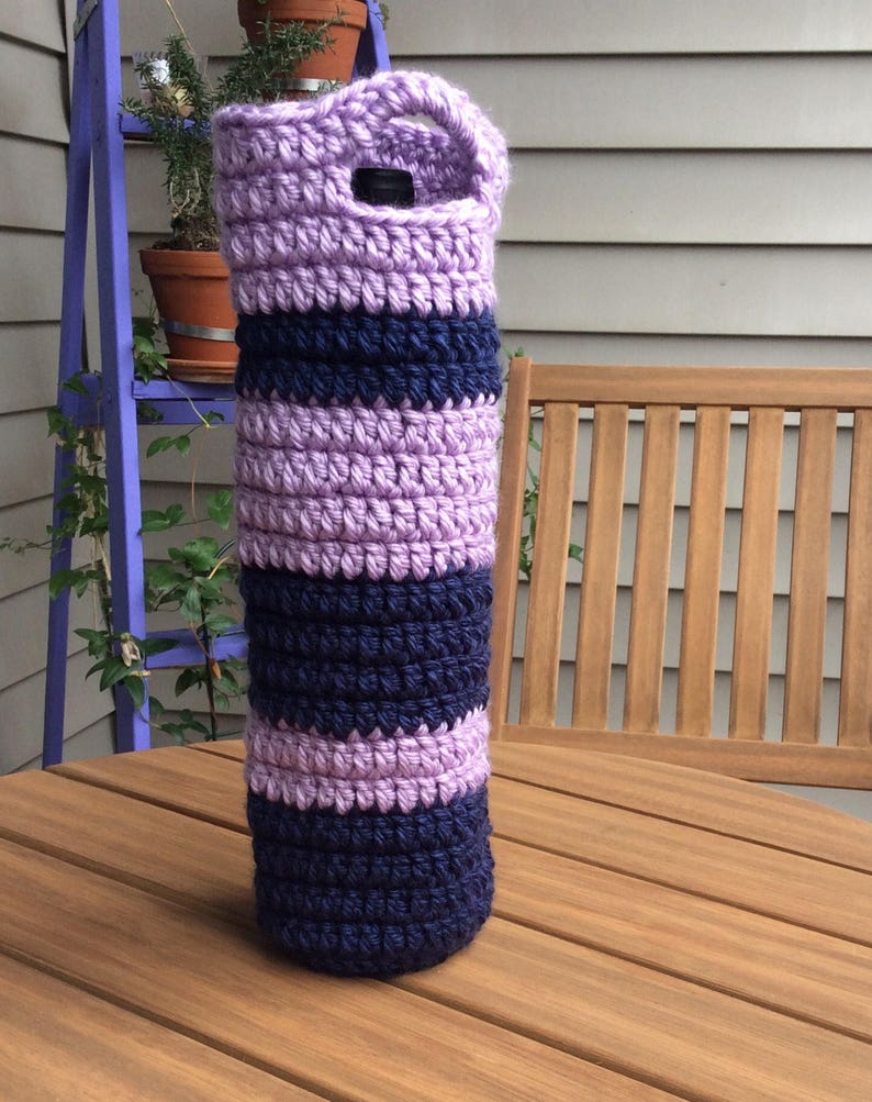 Wine Bottle Bag in Purple and Navy