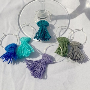Set of 6 Cotton Boho Wine Glass Charms