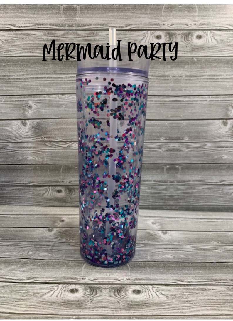 Snow Globe Tumbler Glitter in Skinny 16 fluid oz tumbler Etsy