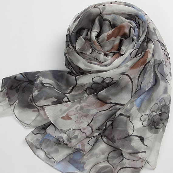 Gray silk scarf clearance