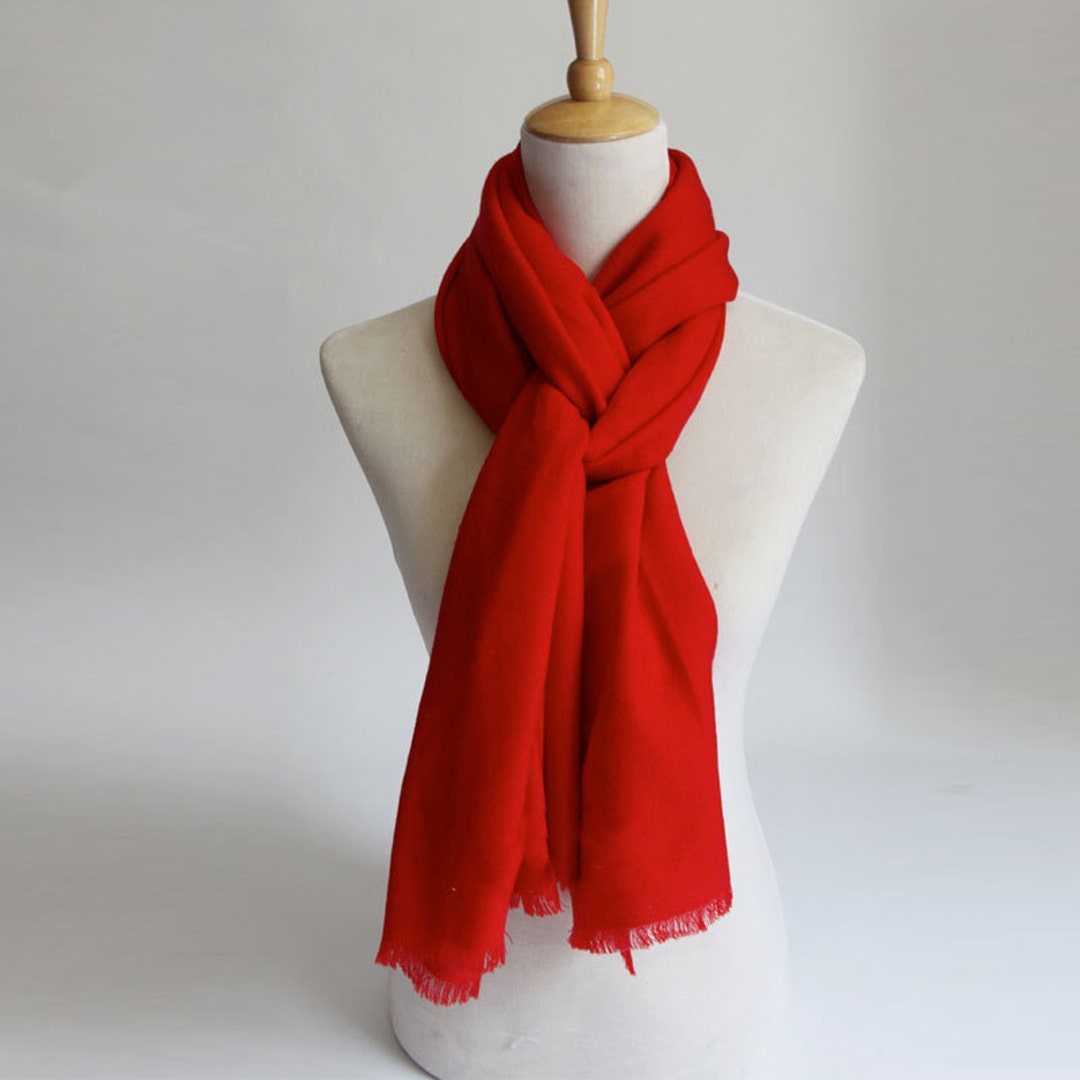 Large Red Wool Scarf Red Premium Wool Scarf Red Wool Shawl 