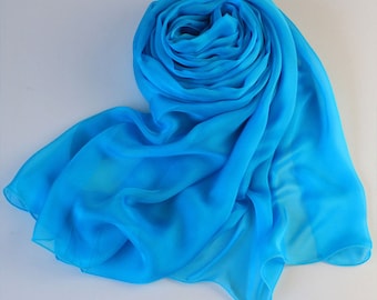 Light Blue Silk Chiffon Scarf -Sky Blue Silk Chiffon Scarf - 2015-32