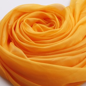 Yellow Silk Chiffon Scarf - Gold Mulberry Silk Chiffon -Goldenrod yellow Silk scarf-2014-6