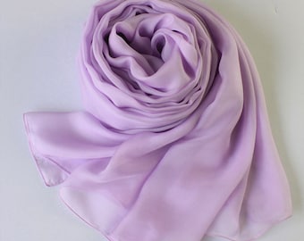 Violet Silk Scarf - Light Purple Silk Chiffon Scarf - AS10