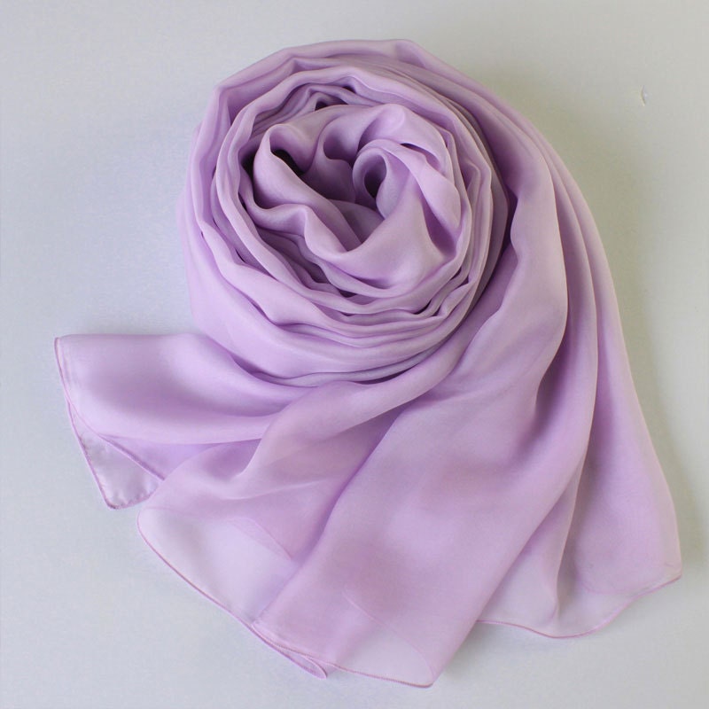 RobePlus Violet Silk Scarf - Light Purple Silk Chiffon Scarf - AS10