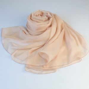 Peach Puff Silk Scarf - Navajo White Mulberry Silk Chiffon Scarf - AS2