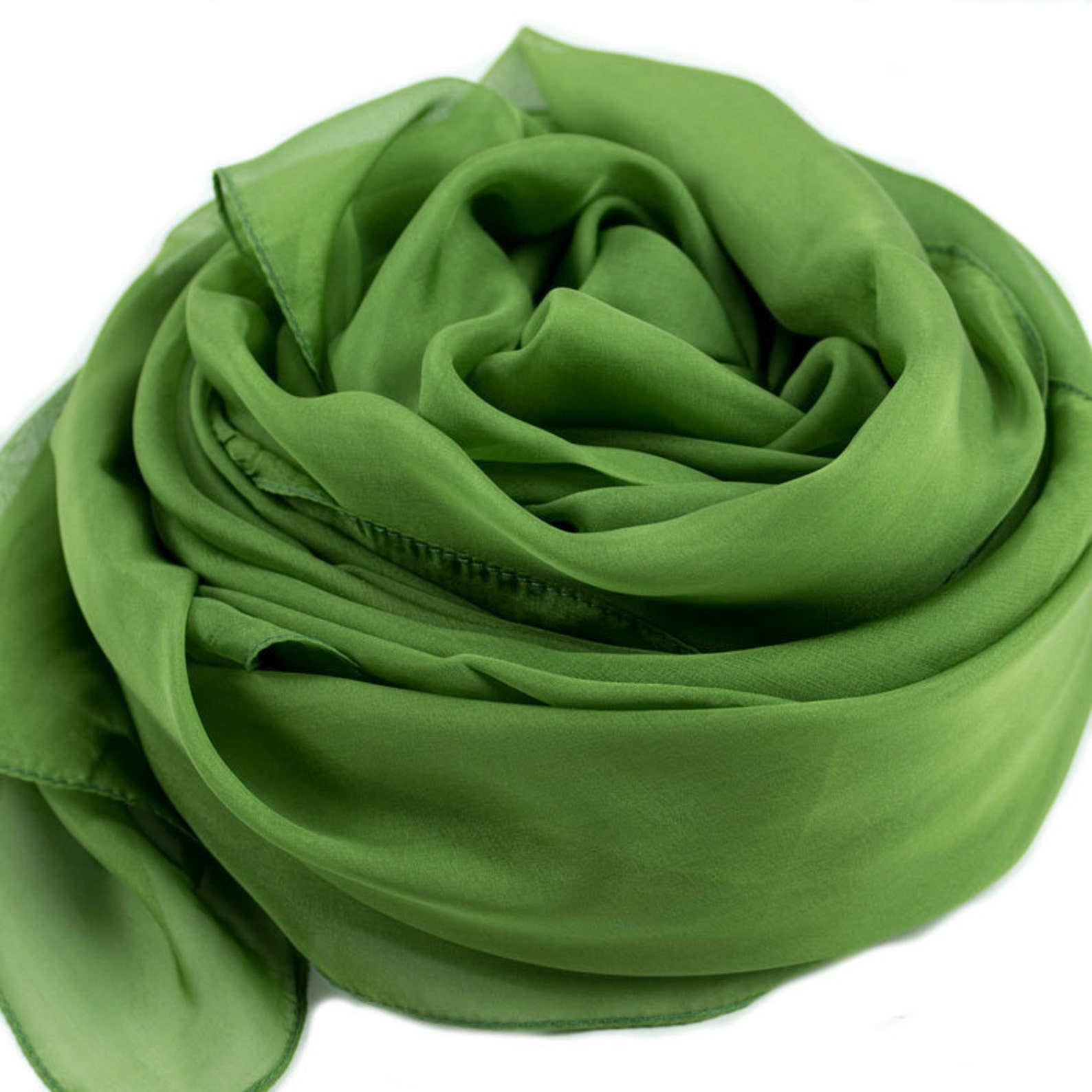 Forest Green Silk Scarf Green Silk Chiffon Scarf AS236 Etsy