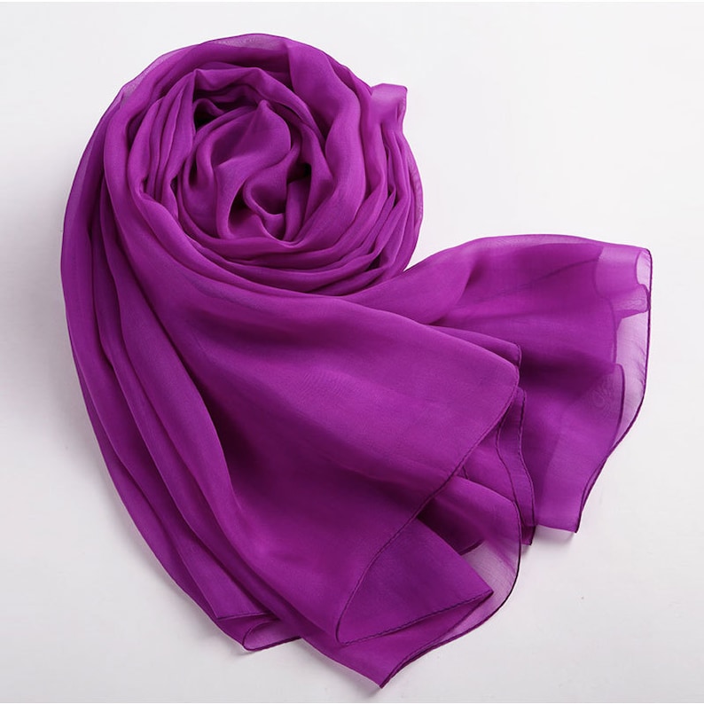Purple Silk Scarf Purple Silk Chiffon Scarf Purple Silk Etsy