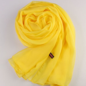 Yellow Silk Scarf - Yellow Mulberry Silk Chiffon Scarf - AS8