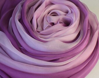 Purple Gradient Color Silk Scarf - Purple Silk Chiffon Scarf - AS60