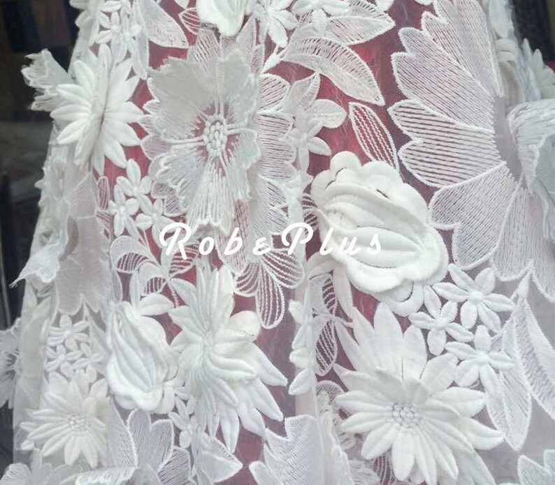 White Organza Embroidery and Appliqué Lace Fabric with Etsy