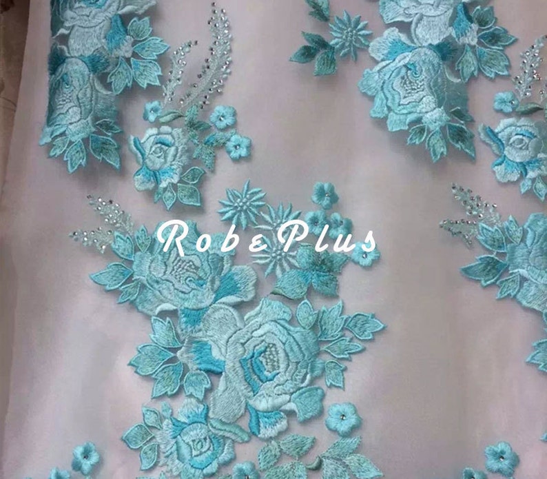 Rhinestone Lace Fabric Champagne Tulle Embroider Lace Floral