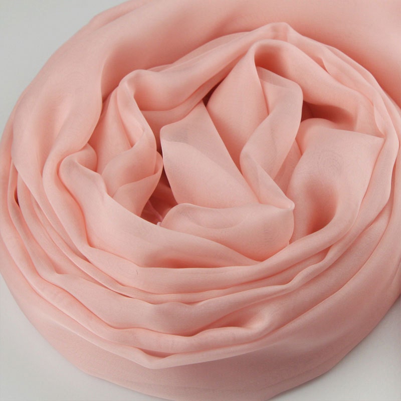 Light Pink Silk Scarf - Misty Rose Mulberry Silk Chiffon